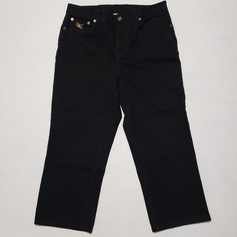 American Living Capri Jeans Womens 8 Black Dark Wash Mid Rise Button‎ Fly 30W - Picture 2 of 12